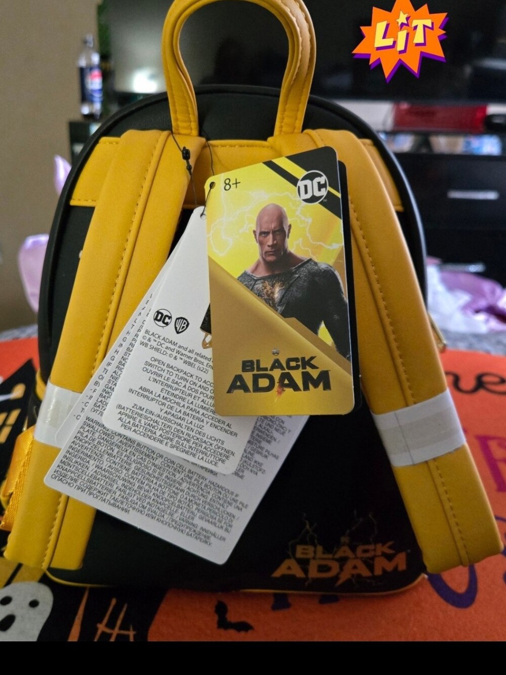 DC Black Adam Mini Backpack in Yellow and Black